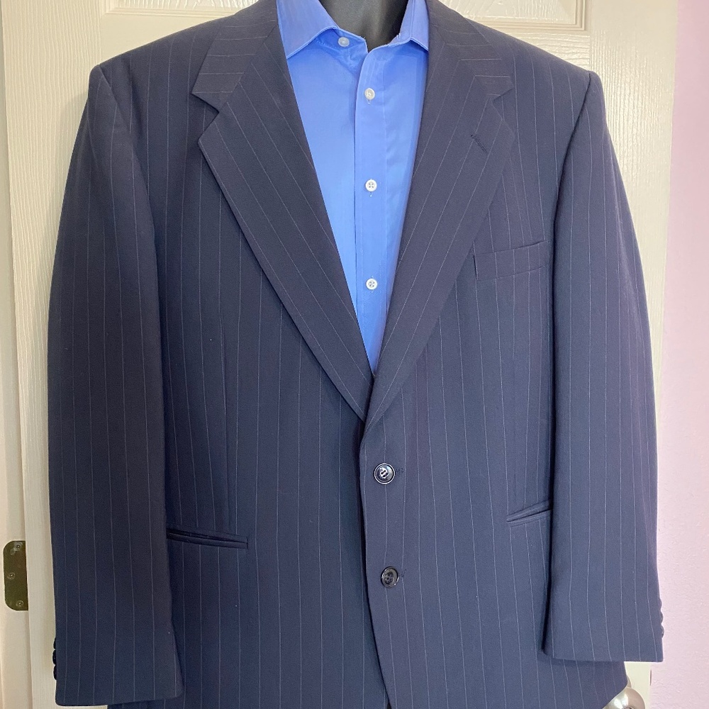 Farrah Pinstripe 46R 2 Button Front Flat Clean